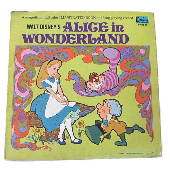 Disney's Alice In Wonderland Illustrated Book and Long Playing Album 1969 - Picture 1 of 3
